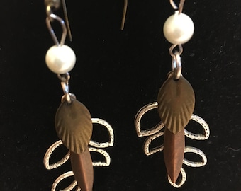 Handmade, Mixed Metal Dangle Earrings