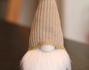 Upcycled Nordic Nisse/Tomte/Gnome - Tan & Gray