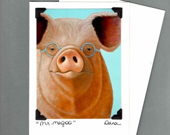 Pig Card - Pig - Funny Pig Card - Funny Pig Art - Card for Pig Lover - 10% Benefits Animal Rescue