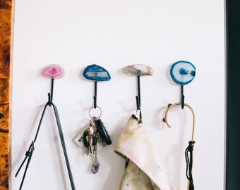 Modern Wall Hook for Entryway or Bathroom // Agate Wall Hook // Hat hook - coat hook- purse hook - towel hook - agate decor