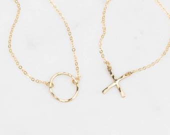Best Friend Necklaces, Sister Necklaces, Mother-Daughter Necklaces / XO / 14k Gold Fill, Sterling Silver, Rose Gold Fill •Layered Long LS351