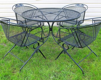 russell woodard patio set 4 spring bounce barrel back chairs and dining table floral rose metal - Metal Patio Furniture russell woodard patio set 4 spring bounce barrel back chairs and dining table floral rose metal - Metal Patio Furniture