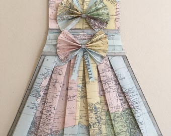 australia 26 x 18 hand folded vintage australia map dress bows