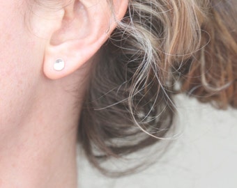 Small sterling silver stud earrings, pebble organic, recycled, eco friendly, minimalist, modern, everyday, post earrings