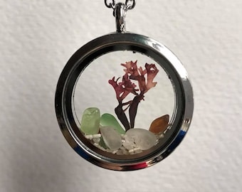 Porthole to Nova Scotia Necklace, sea glass locket necklace, memory locket, floating locket, beach necklace, sea glass jewelry