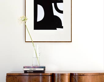 Original black and white abstract ink art painting, geometric forms, art, minimalist art, ink drawing, original abstract art, original