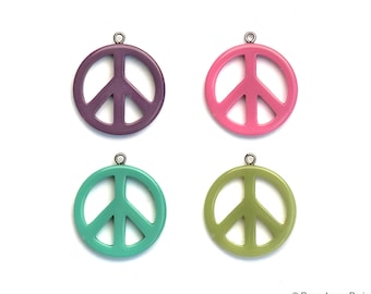 Peace Sign Pendant Resin Funky Rockabilly 31mm Hippy Chic Retro Purple Pink Green Turquoise