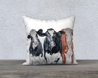 Cow Watercolor Linen Pillow Cover / Farm Decor / Farmhouse pillow / Watercolor / Home Decor / Decorative Pillow / Farm Cow Pillow / Rustic
