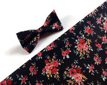 black floral wedding bow tie wedding skinny tie coral pink roses pattern bowtie for groom TK143309 groomsmen bow ties groomsmen neck ties