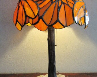 Tiffany Style Lamp "Chestnut" Amber Sculptural Tree Lamp (Made to Order Only)