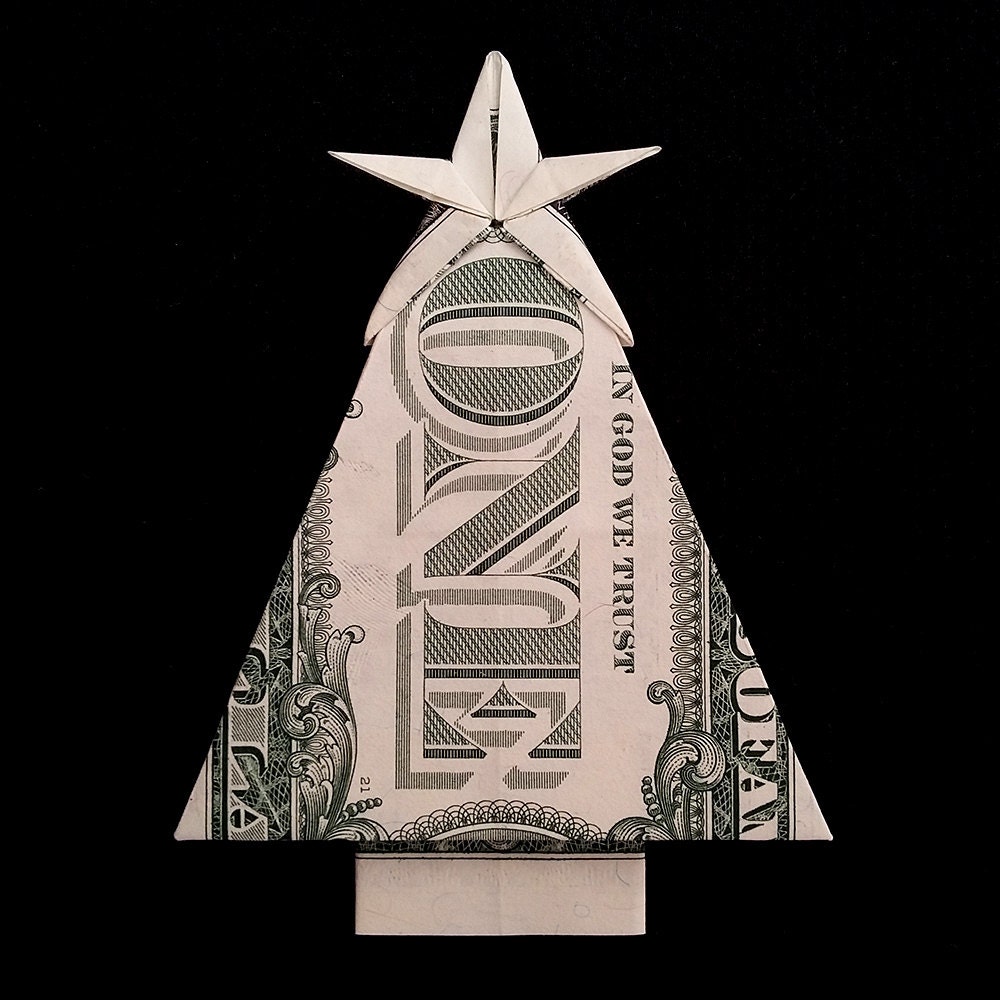 Download Real One Dollar Bill Origami Miniature CHRISTMAS TREE with