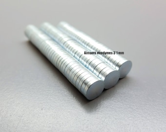 Set of 100 neodymium magnetic discs N35, 3 * 1 mm