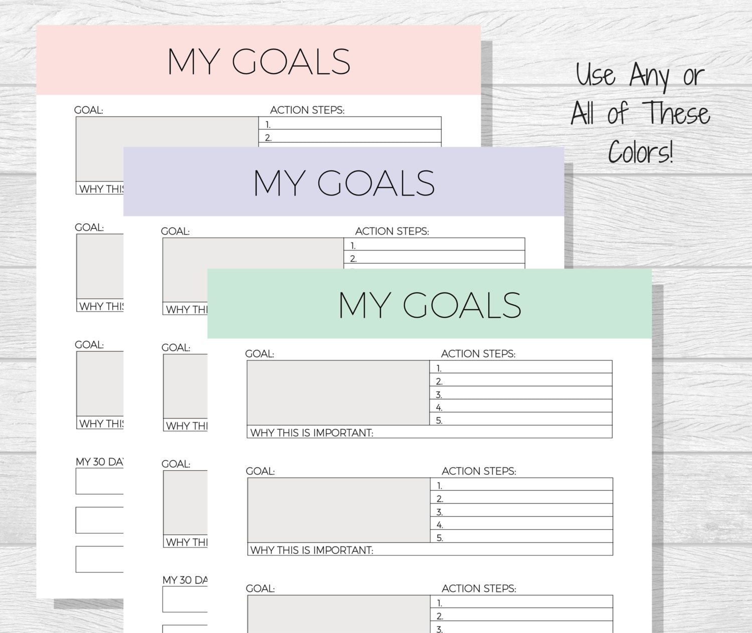 Goal Template Goal Planner Printable Life Goals Printable