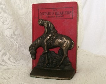 END of the TRAIL BOOKENDS - Native American Indian on Horseback