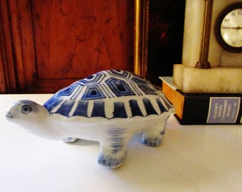 Blue and White Porcelain Turtle, Palm Beach Decor, Chinoiserie, Blue and White Decor, Coffee Table Decor
