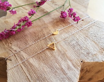 925 Silver Anklet bracelet / Anklet bracelet with Triangle / Anklet bracelet with Moon / Minimalist Jewelry / Delicate Jewelry