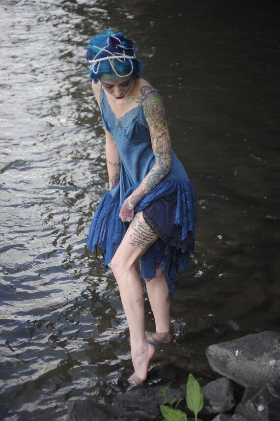 Blue Siren Silk and Lace Asymmetrical Slip Dress Blue Siren Silk and Lace Asymmetrical Slip Dress