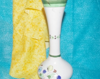 Lovely Vintage Ceramic Mexican Flower Vase With Floral Design