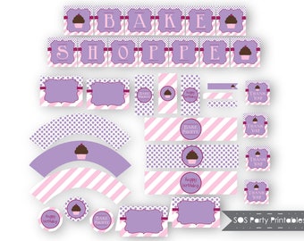 Baking Birthday Party Printables, Bake Shoppe, Cupcake Birthday, bakery birthday party, Cooking Birthday, Instant Download