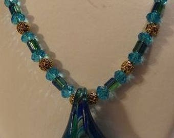Italian Blown glass pendant necklace