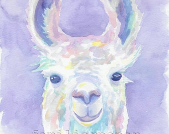 Sweet Llama: Print of Original Watercolor Painting