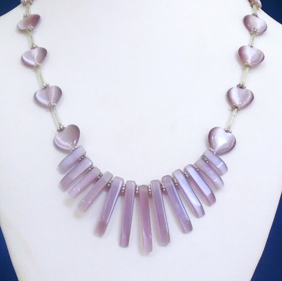 Cleopatra Necklace Purple Fan Necklace Cats Eye Necklace