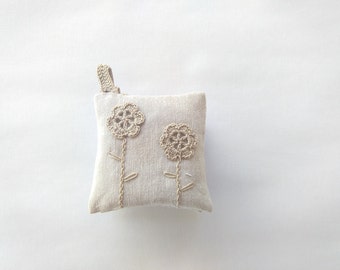 Lavender pillow, hanging fragrance, wedding favor, crochet rustic sachet with lavender, crochet hanging sachet