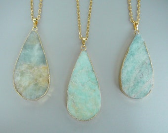 Amazonite Necklace Amazonite Pendant Gift for Women Gemstone Necklace Long Necklace Pendant necklace Stone Natural Amazonite Necklace Womens