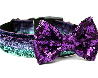 Dog Collar Bow Add-On Purple Sparkle Bow for Dogs