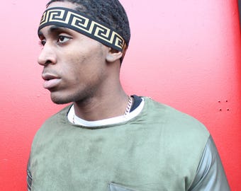 Man Versace Inspired Headband/Greek Headband/ Designer Plain Headband Black & Gold Strap/Fashion Plain Headband/Versace Headband