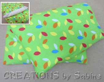Corn Pillow Heating Pad Microwavable Pack washable cover therapy pad green leaves colorful flannel Heat Therapy / READY TO SHIP (537)