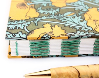 Orange Poppy Journal - Unlined Journal - French Link Journal - 144 pages - Handmade by Ruth Bleakley