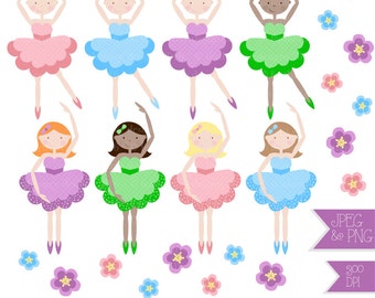 Cute 'Little Ballerinas' Clipart - High Quality - 300 dpi - JPEG & PNG files - Instant Download - Great for invitations, scrapbooking etc
