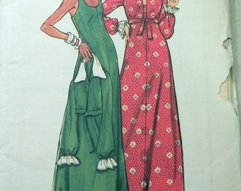 1970s Maxi Sleeveless Sundress dress and Jacket House Coat sewing pattern Butterick 3615 Size 5 6 Bust 28" UNCUT