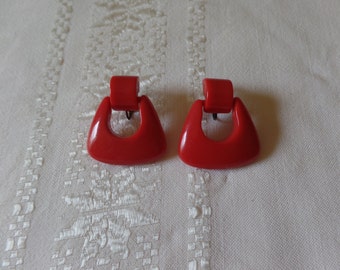 Vintage Red Lucite Earrings