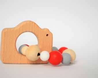 Teething rattle teething toy animal teether shaped rattle sensory