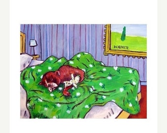 25% off Boxer Sleeping in a Bedroom Dog Art Print
