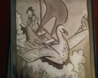 Framed original art, Inktober 2017