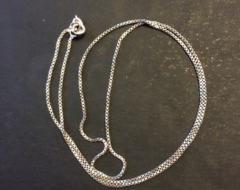 18", 1mm Vintage Italian sterling silver box chain, made in Italy silver chain
