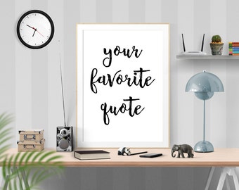 Costumbre de la pared signo tipografía personalizada, su cita aquí, Poster personalizado, diseño personalizado, signo de cita personalizado, cita impresiones, cartel citar