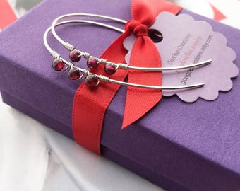 Modern Red Garnet Earrings, Gold Red Stone Earrings, January Birthstone Earrings, Red Gemstone Jewelry