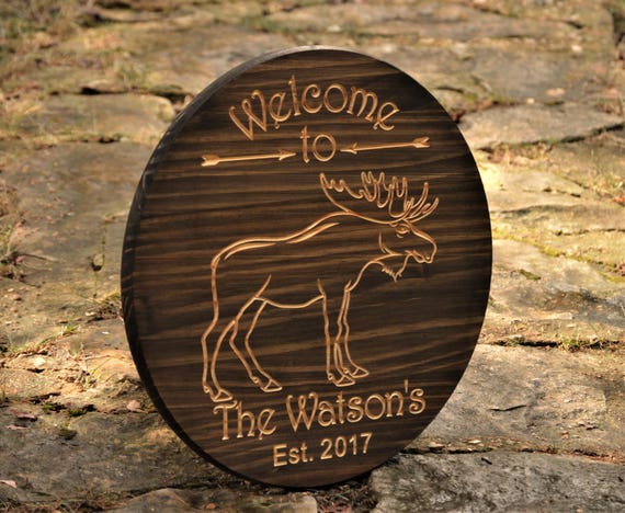 Personalized Ski Lodge Moose Head Welcome Sign