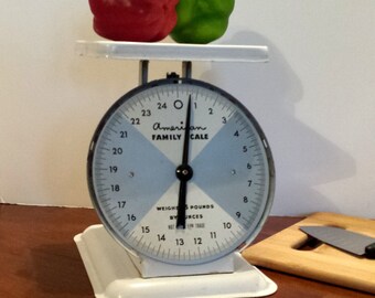 Vintage Household Metal Kitchen Scale White American Standard
