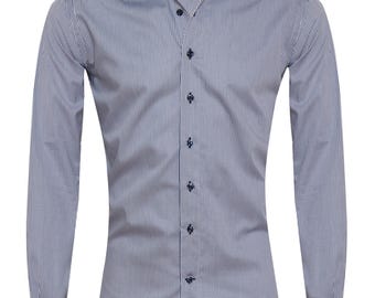 Giorgio Capone Premium Men's shirt, 100% cotton, blue-white-checkered, long-sleeved, slim & regular Fit