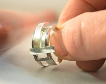 A Sterling Silver and Oxidised Men's Statement Ring.