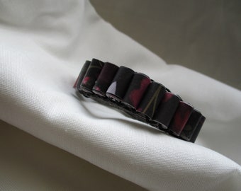 Handcrafted Gothic Floral Paper Bead Leather Cuff Bracelet