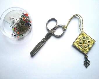 Hand embroidered and beaded scissor keeper
