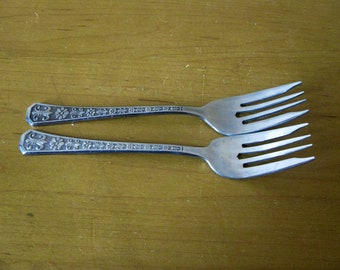 INTERPUR FLORENZ Salad Forks- Set of 2 - 6 5/8" long -replacement -Mid century flatware -Florenz pattern - small forks -retro flatware