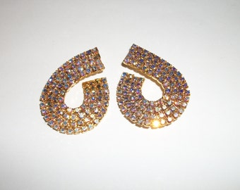 vintage pair of pierced Rhinestone earrings