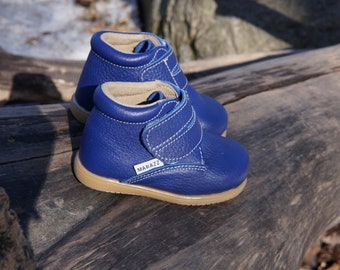 Blue Toddler Boat Shoes Kids Boat shoes First Walking Shoes Childrens Shoes Infant Boots Lace up Suede Leather Boy Girl Size 3 4 5 6 7 8